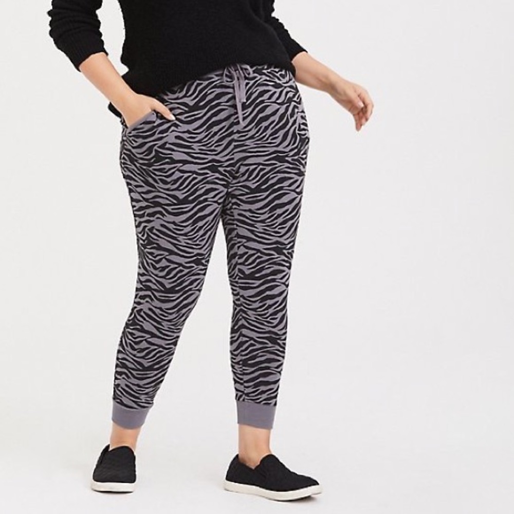 SLATE GREY ZEBRA PRINT DRAWSTRING JOGGER